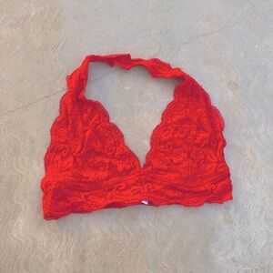 OUT FROM UNDER | Red Lace Halter Bra M